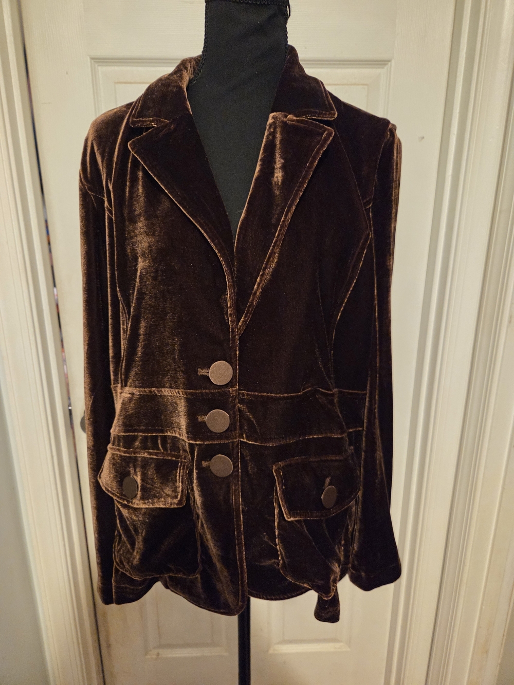 Joie Brown Velvet Button-Front Blazer Jacket